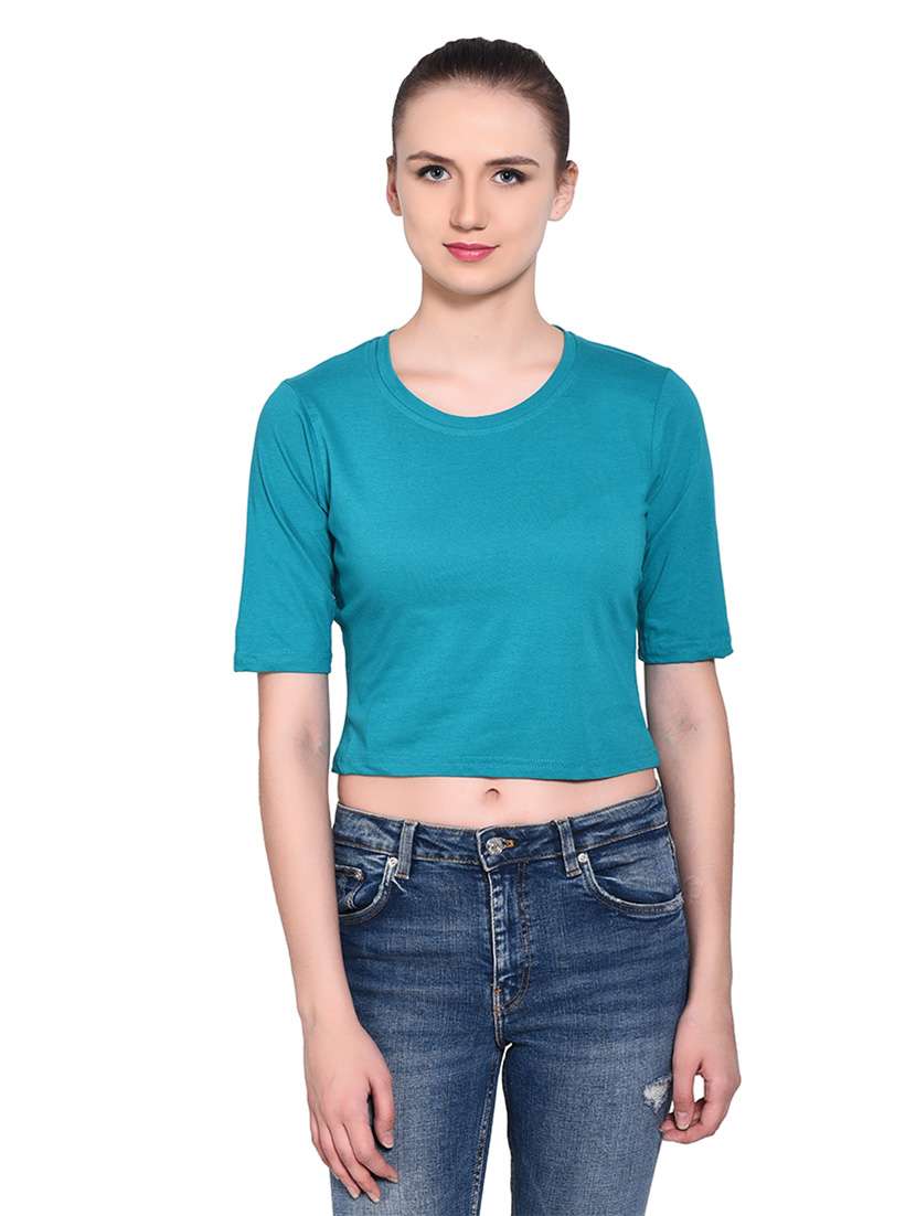 women solid round neck t-shirt