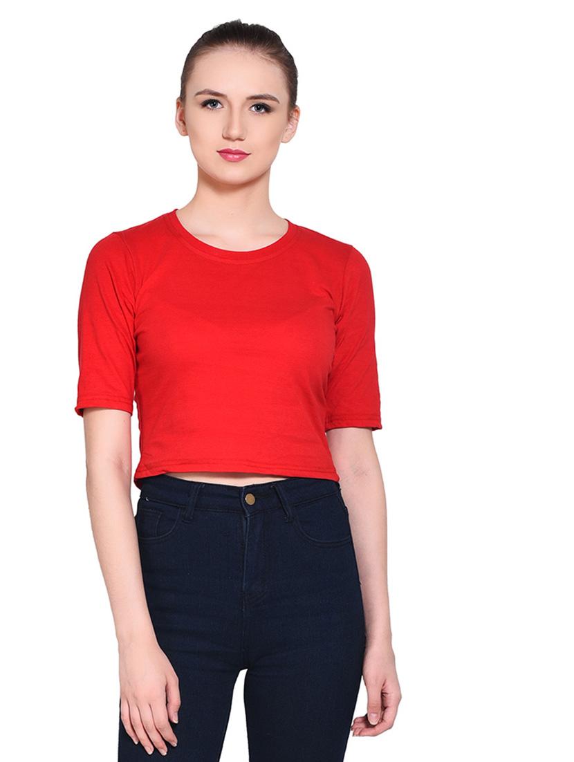 women solid round neck t-shirt - 20842233 -  Zoom Image - 0