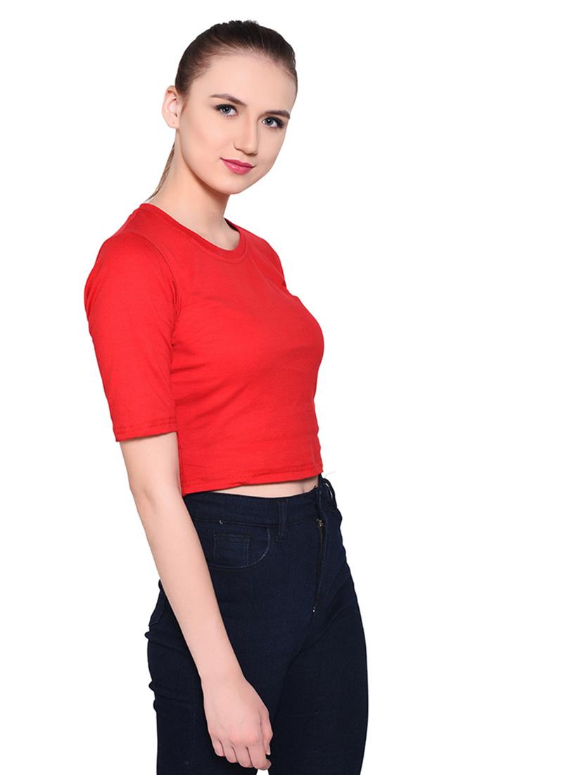 women solid round neck t-shirt - 20842233 - Standard Image - 2