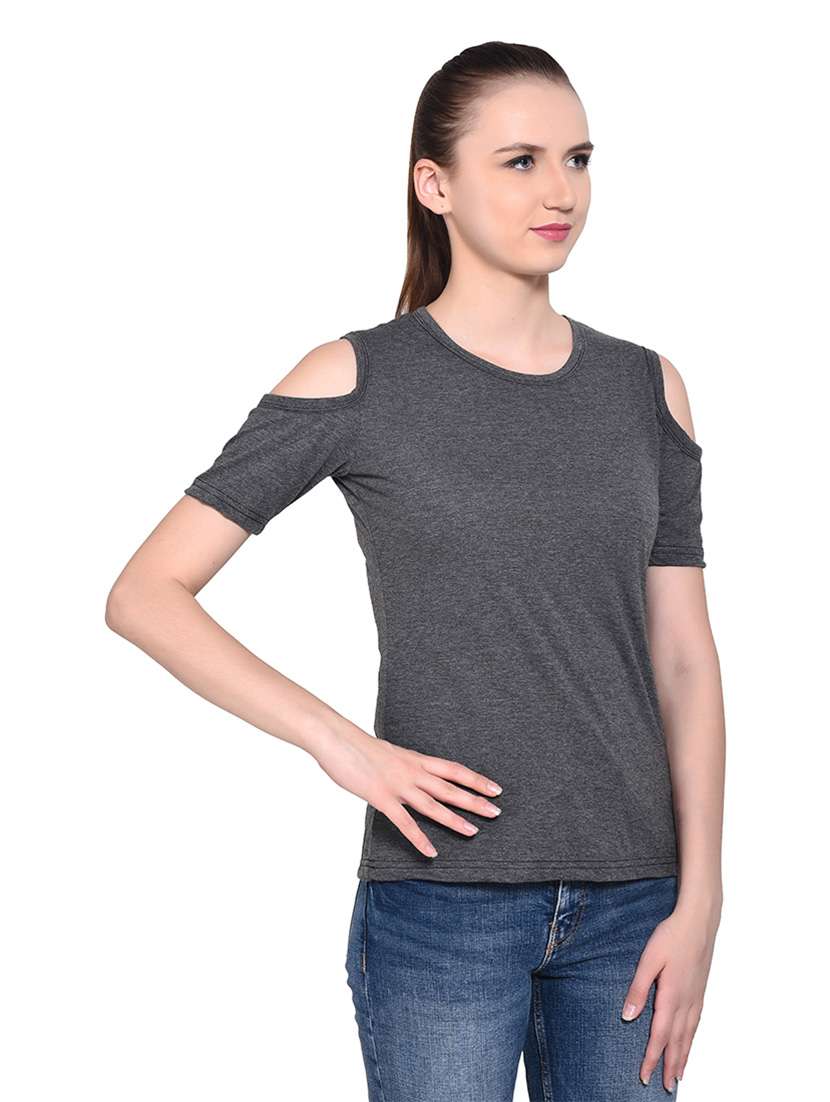 women solid round neck t-shirt - 20842237 -  Standard Image - 2