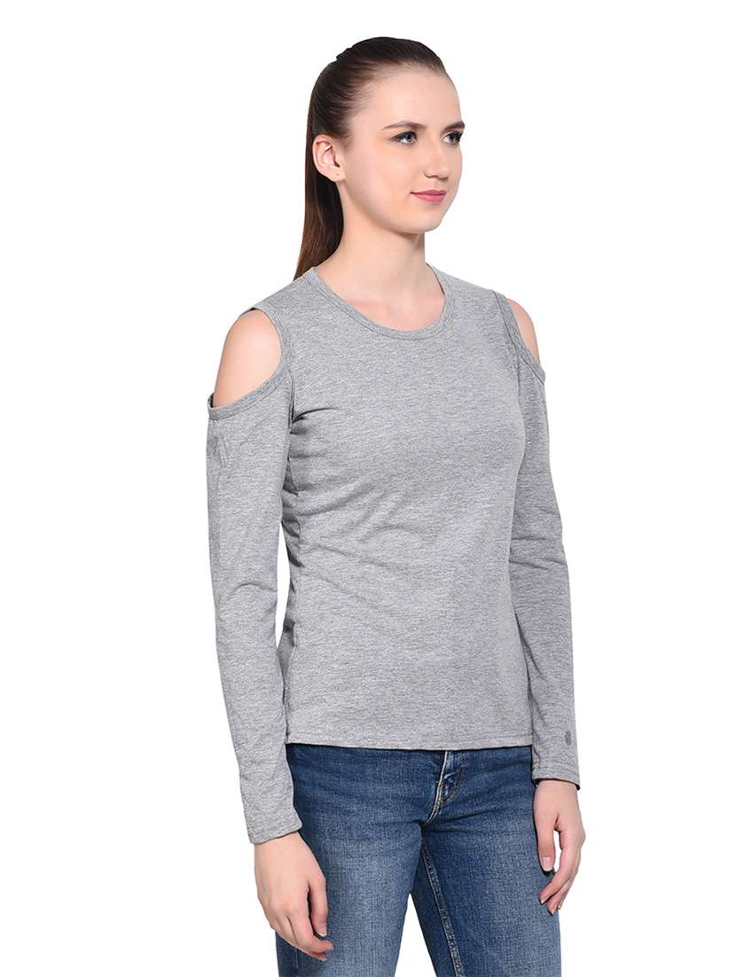 women solid round neck t-shirt - 20842240 -  Standard Image - 2