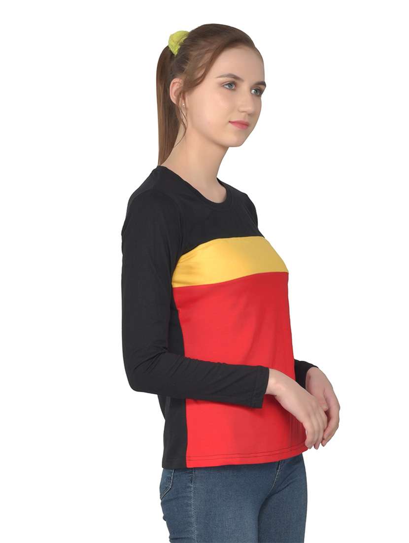women color block round neck t-shirt - 20842244 -  Standard Image - 2