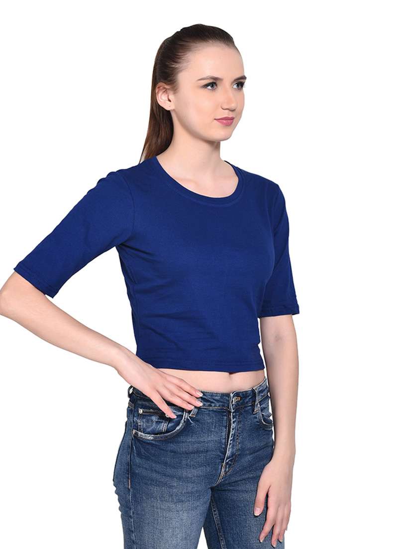 women solid round neck t-shirt - 20842250 -  Standard Image - 2