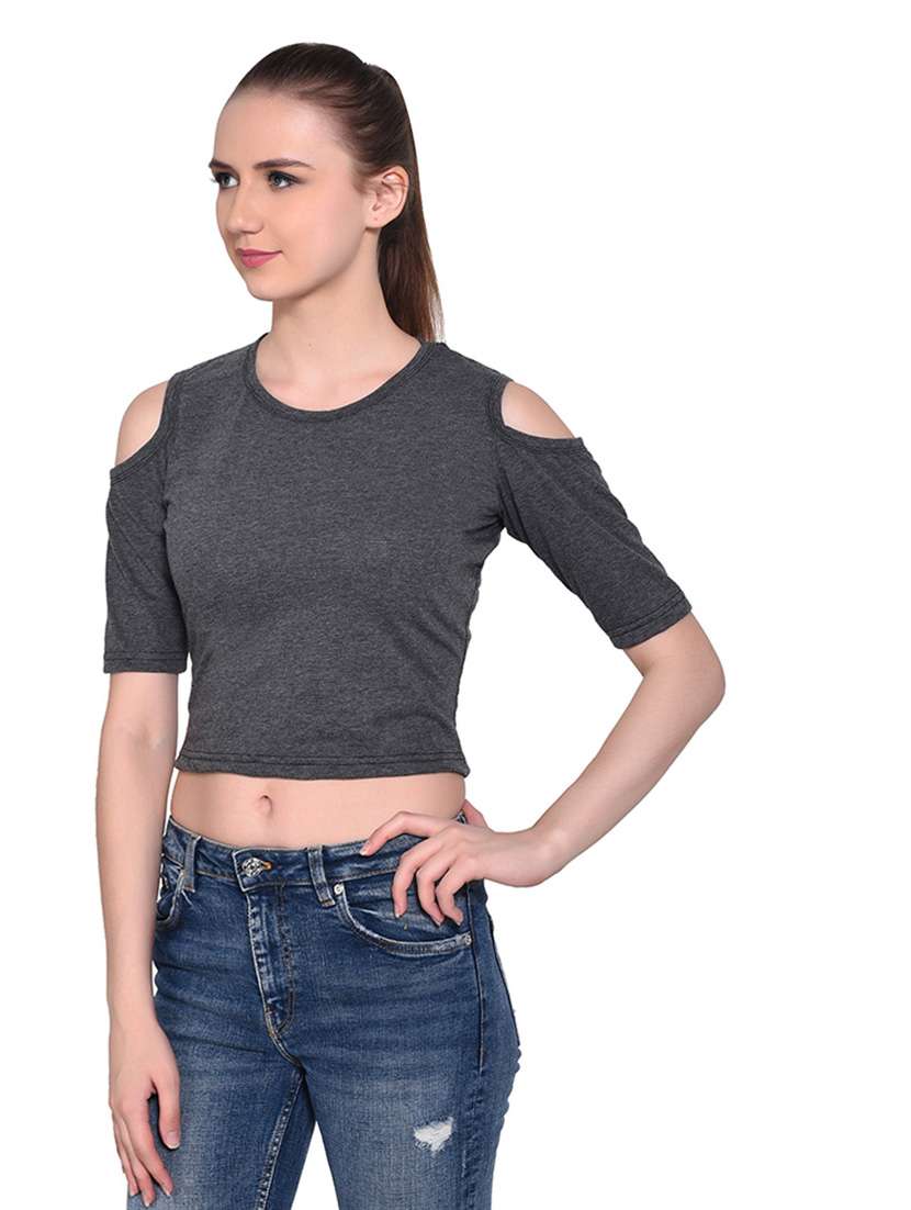 women solid round neck t-shirt - 20842251 - Standard Image - 2