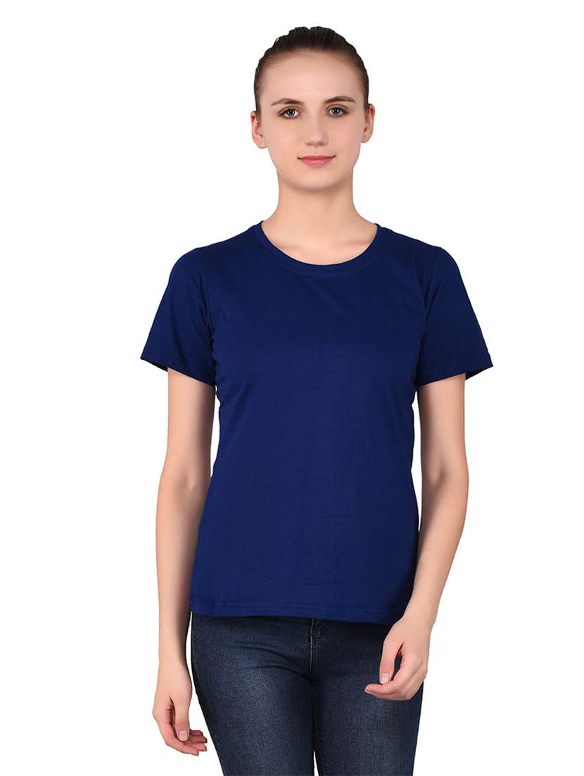 women solid round neck t-shirt