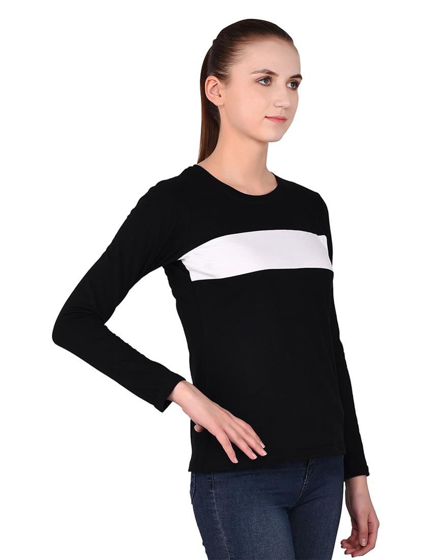 women color block round neck t-shirt - 20842261 - Standard Image - 2