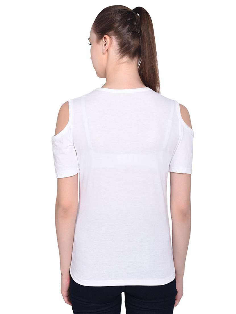 white cotton blend plain t-shirt - 20842269 -  Standard Image - 2