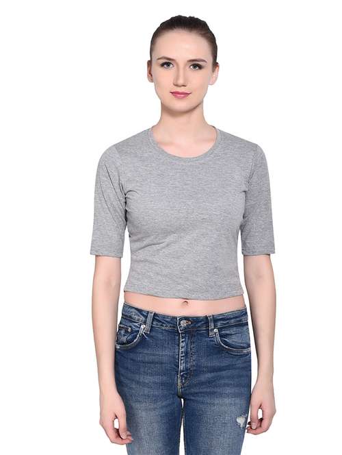 women solid round neck t-shirt - 20842276 - Standard Image - 0