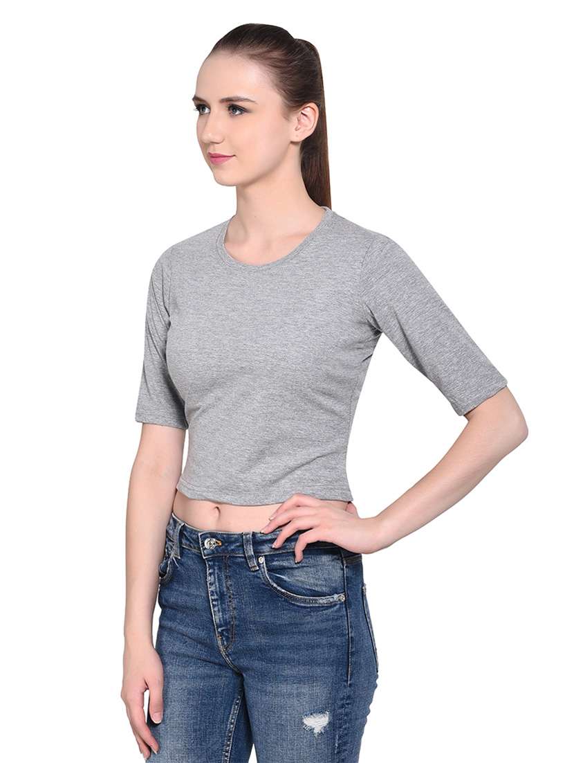 women solid round neck t-shirt - 20842276 - Standard Image - 2