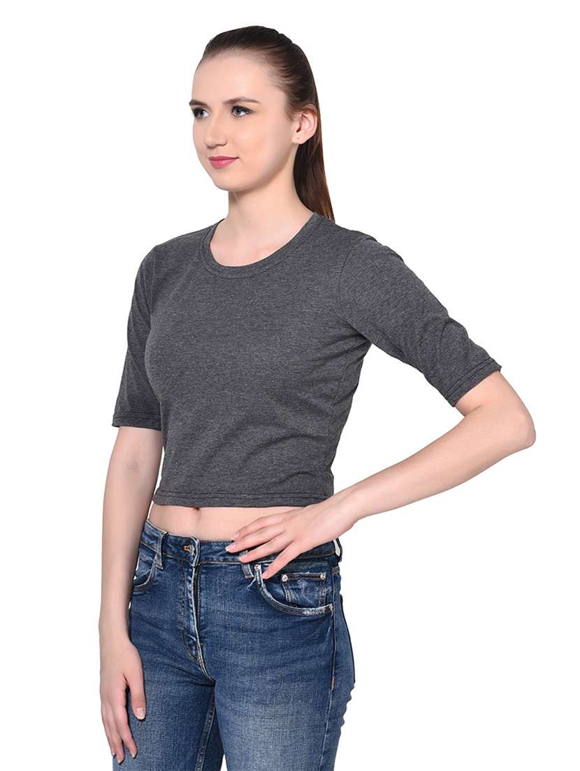 women solid round neck t-shirt - 20842277 - Standard Image - 2