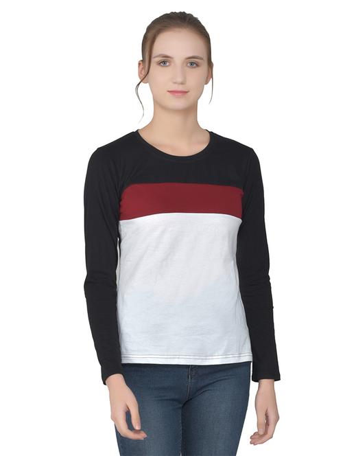 women color block round neck t-shirt - 20842282 - Standard Image - 0