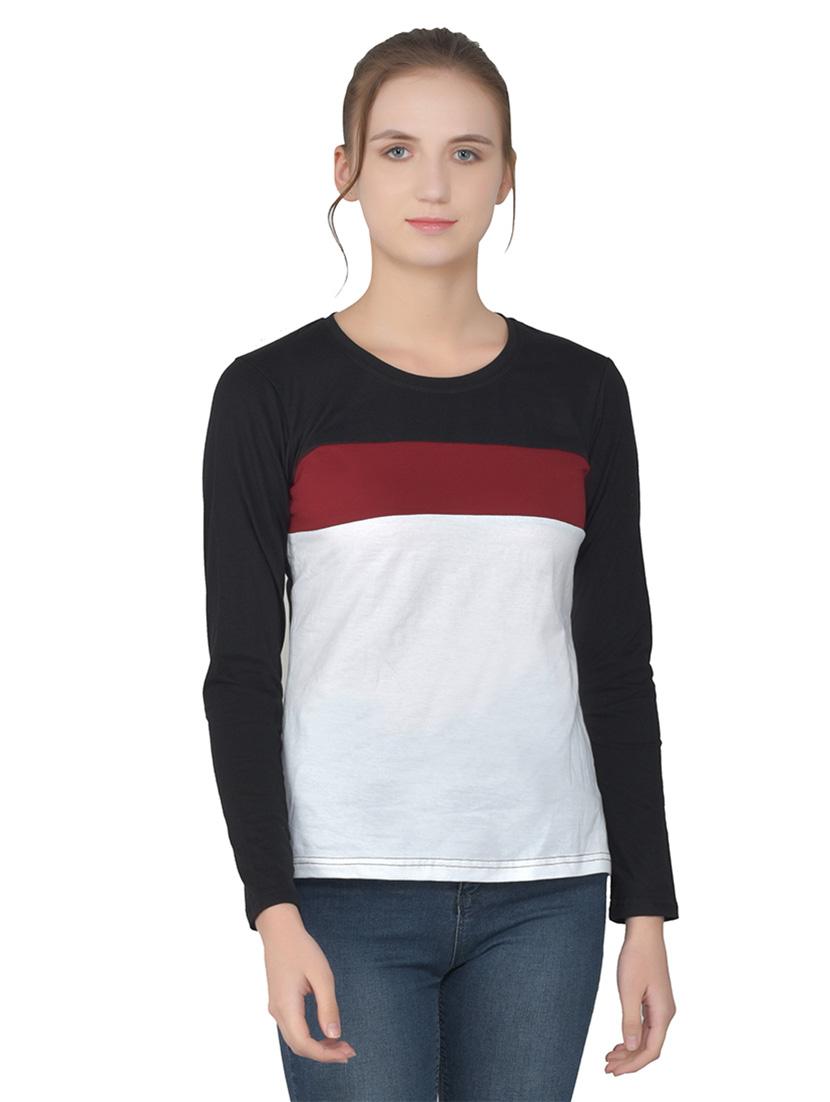 women color block round neck t-shirt - 20842282 - Zoom Image - 0