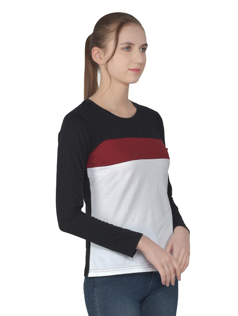 women color block round neck t-shirt - 20842282 - Standard Image - 2