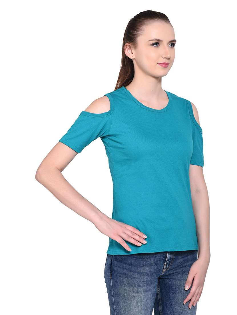 women solid round neck t-shirt - 20842283 -  Standard Image - 2
