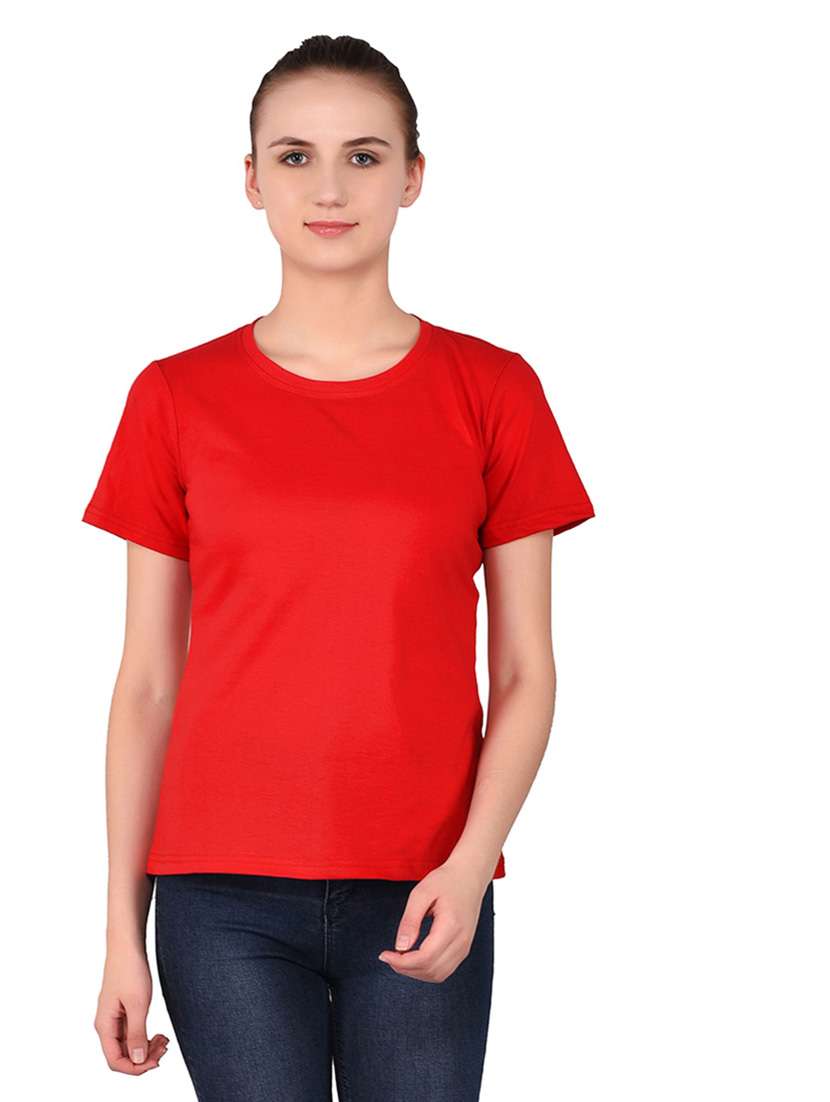 women solid round neck t-shirt