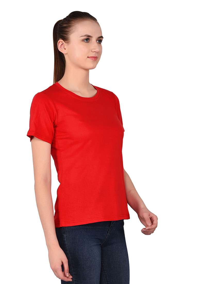 women solid round neck t-shirt - 20842285 -  Standard Image - 2