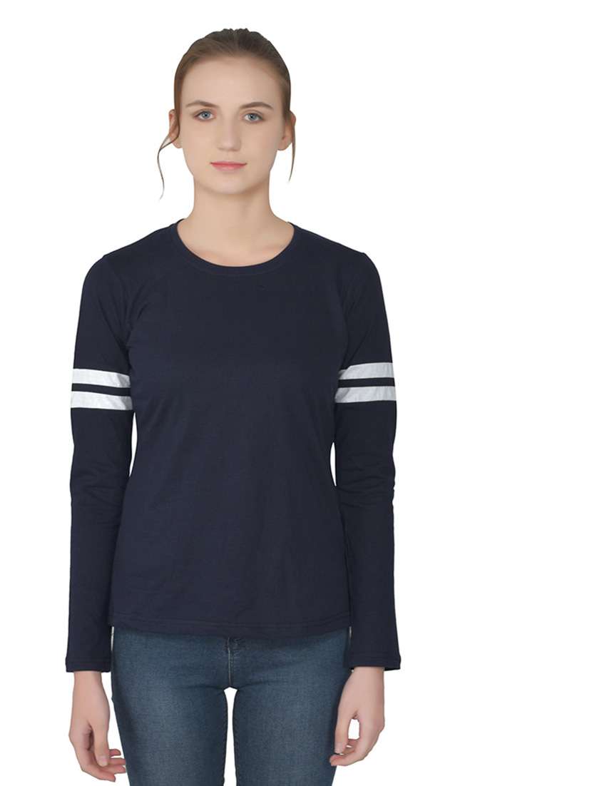 women solid round neck t-shirt