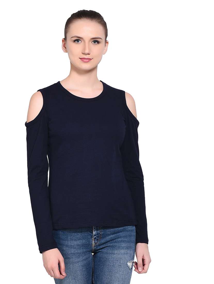 women solid round neck t-shirt - 20842294 -  Zoom Image - 0