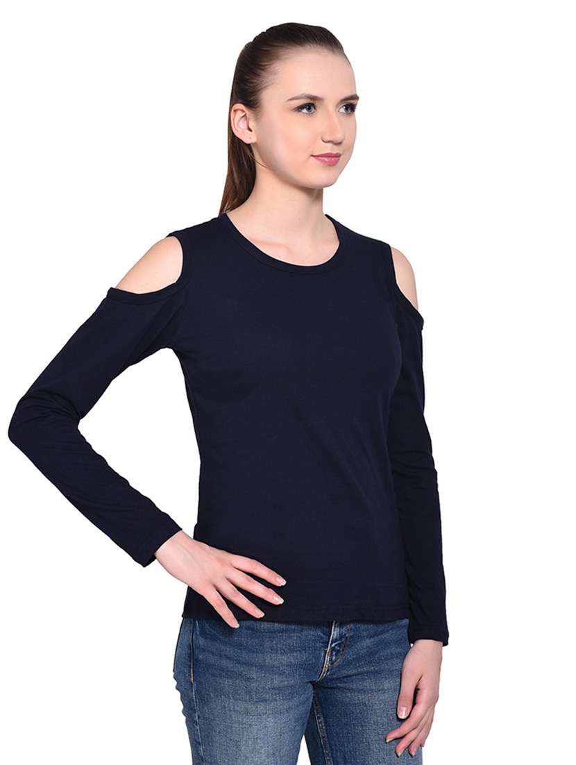 women solid round neck t-shirt - 20842294 - Standard Image - 2
