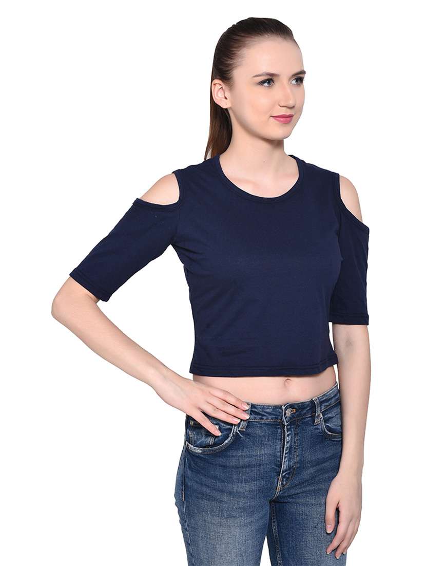 women solid round neck t-shirt - 20842296 -  Standard Image - 2