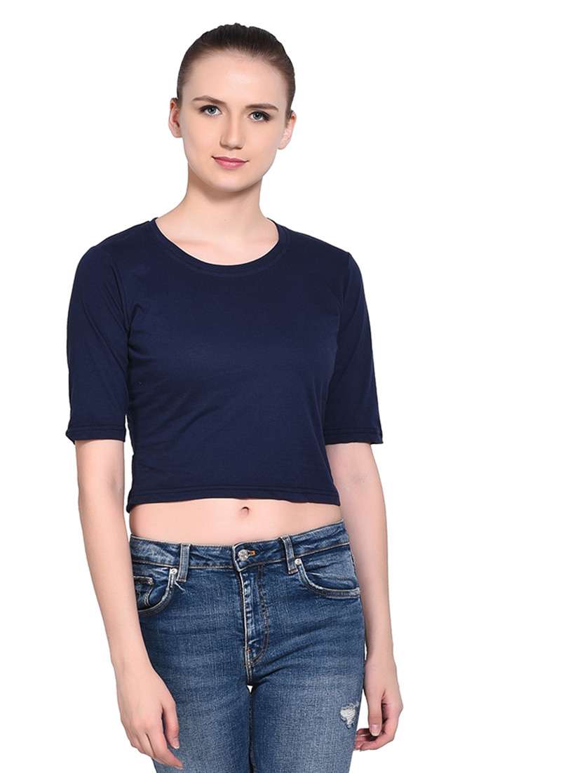 women solid round neck t-shirt