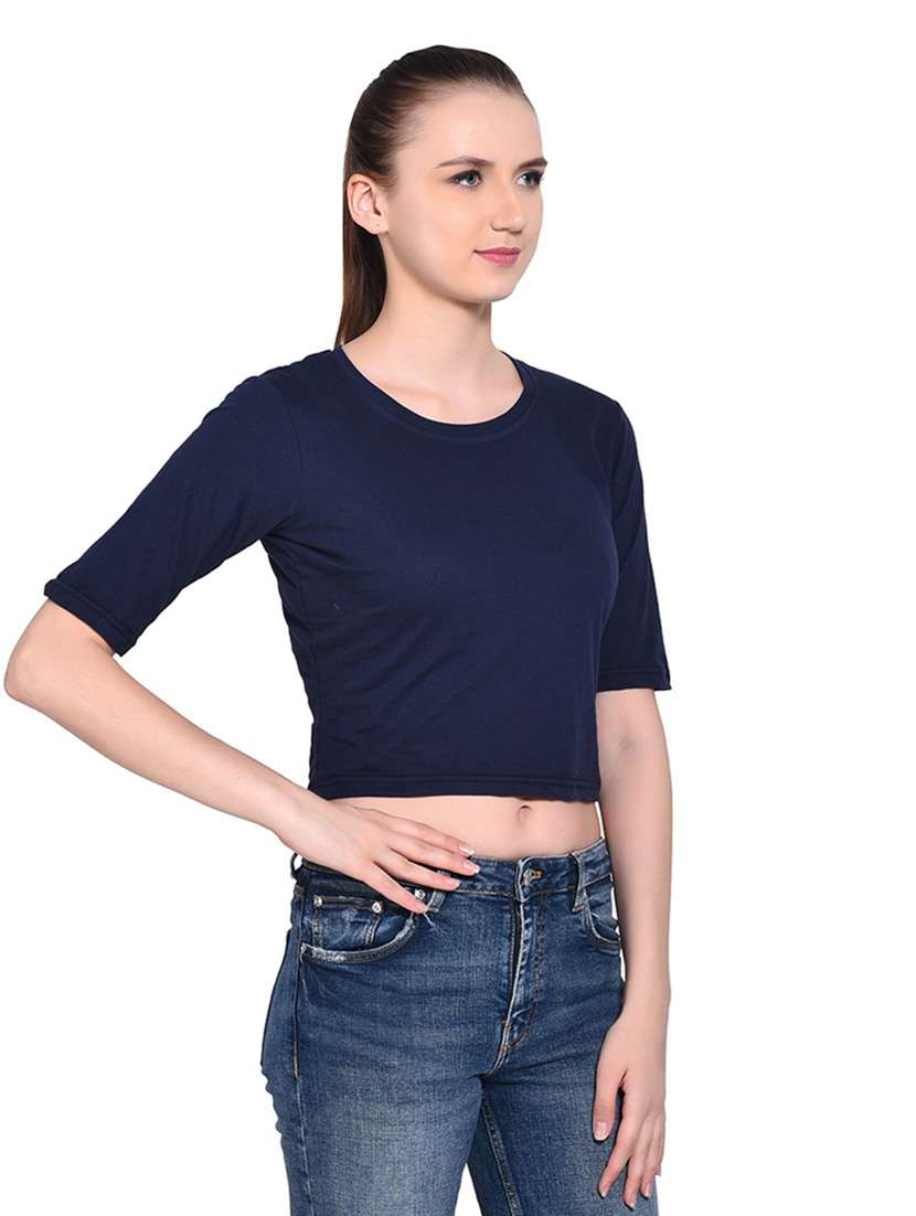 women solid round neck t-shirt - 20842297 -  Standard Image - 2