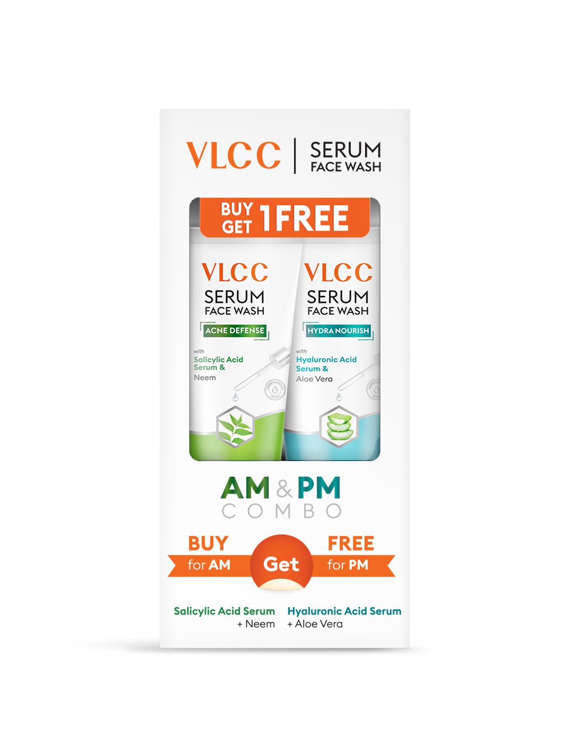 vlcc salicylic acid & neem serum facewash for am ( 150ml ) & aloe vera serum facewash for pm ( 150ml ) ( b1g1 ) ( pack of 2 ) - 20842302 - Standard Image - 2