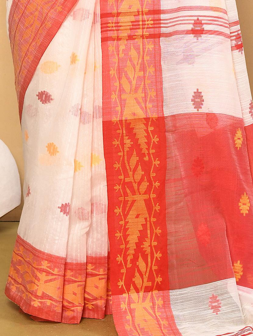 women white self design handloom saree - 20844405 - Standard Image - 2