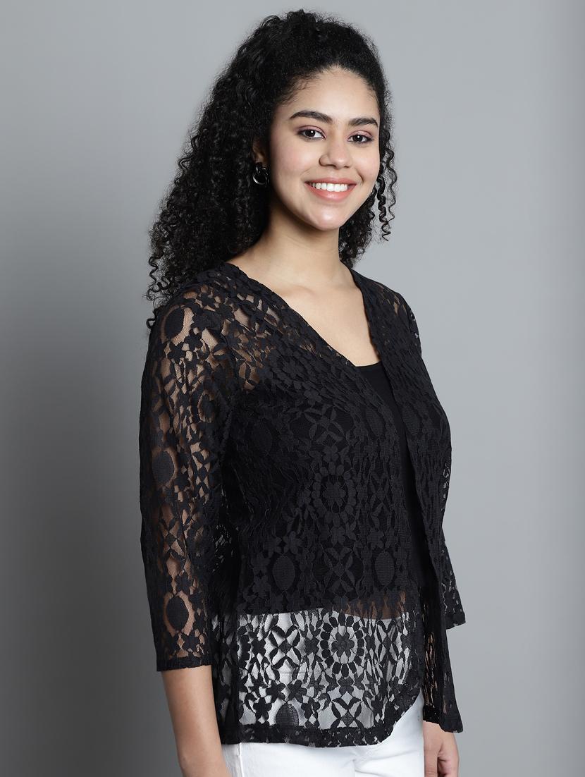 women self design net regular shrug - 20844426 - Standard Image - 2