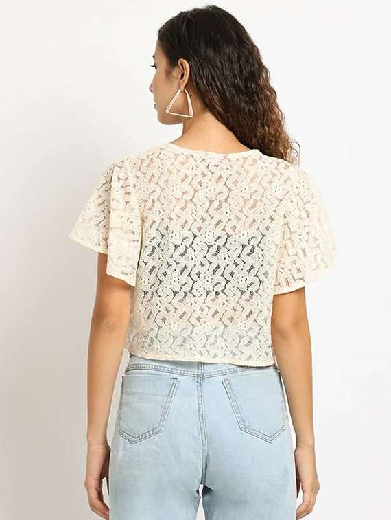 women off-white self-designed regular shrug - 20844444 -  Standard Image - 2