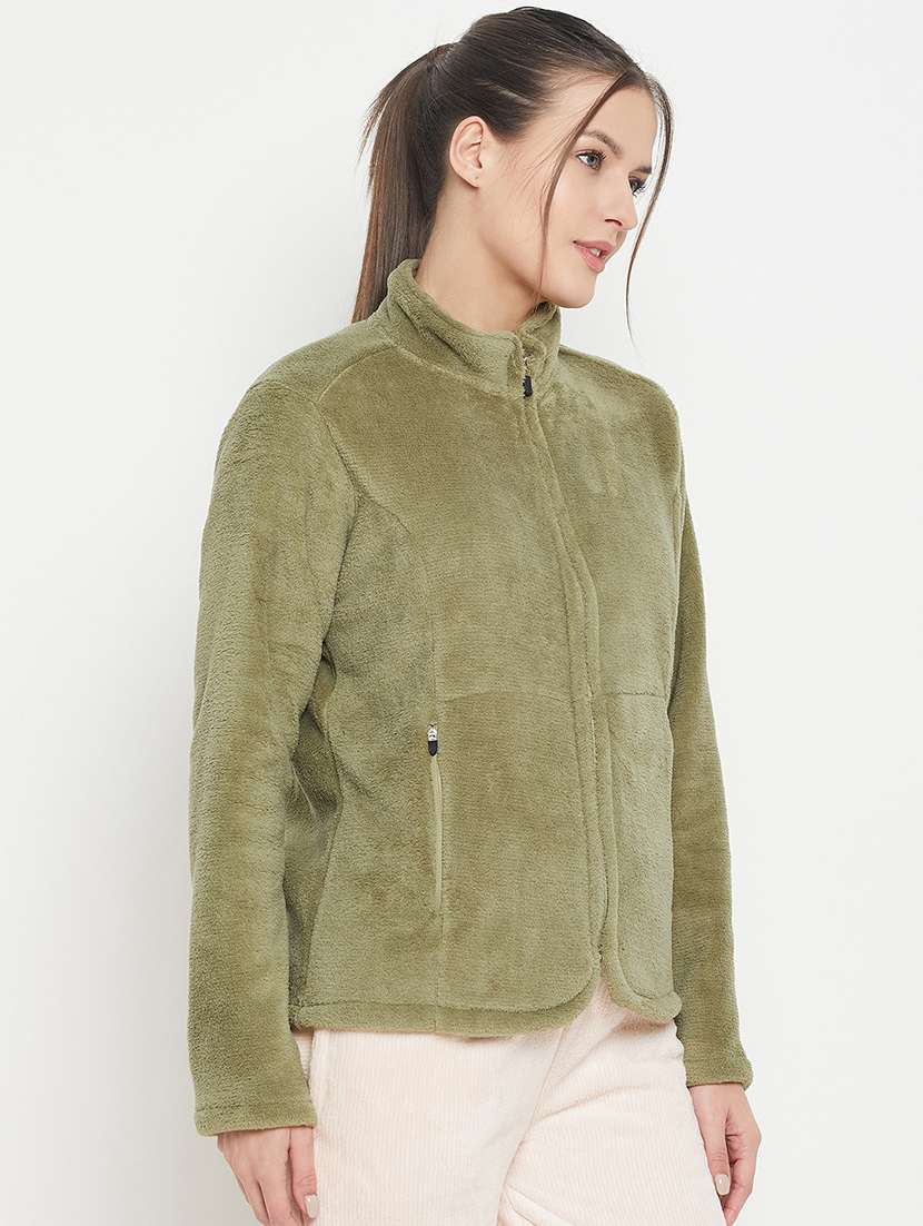olive fleece plain sweatshirt - 20844482 -  Standard Image - 2