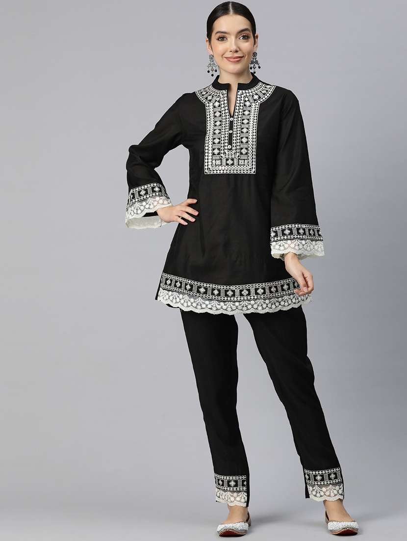 black long sleeve ethnic co-ord set