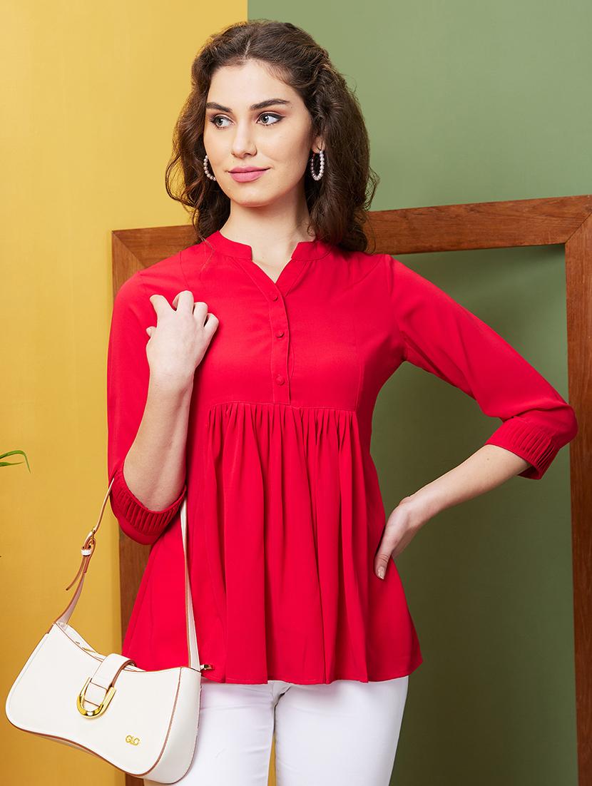 red solid regular top - 20844605 -  Zoom Image - 0