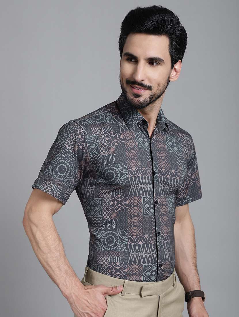 grey cotton formal shirt - 20844681 -  Standard Image - 2