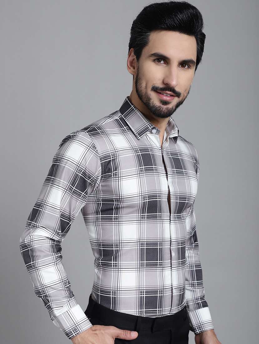 grey cotton formal shirt - 20844685 - Standard Image - 2
