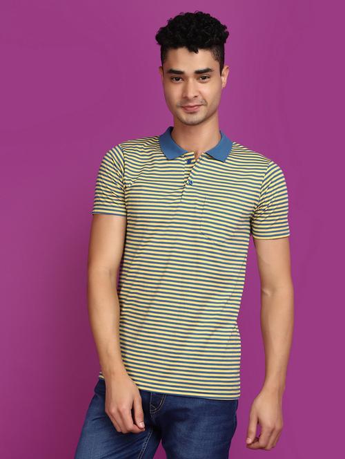 men polo neck striped t-shirt - 20846440 - Standard Image - 0