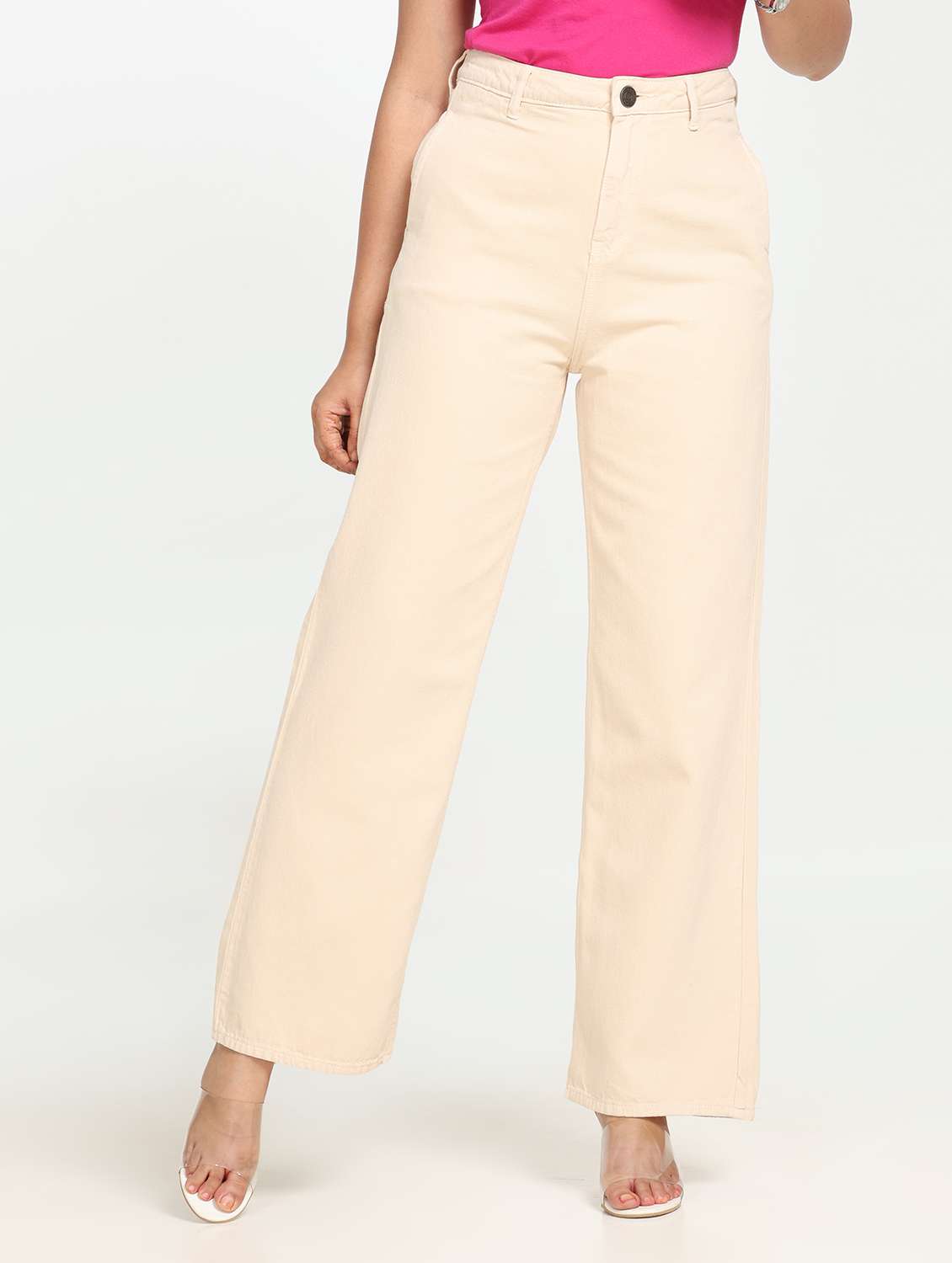 women's plain wide leg jeans