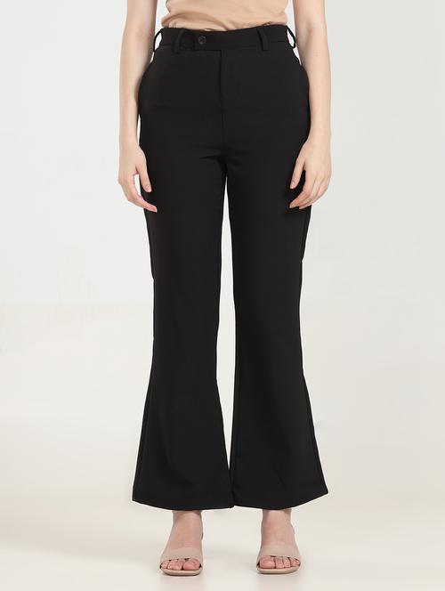 women solid flat front bootcut trouser - 20846541 - Standard Image - 0