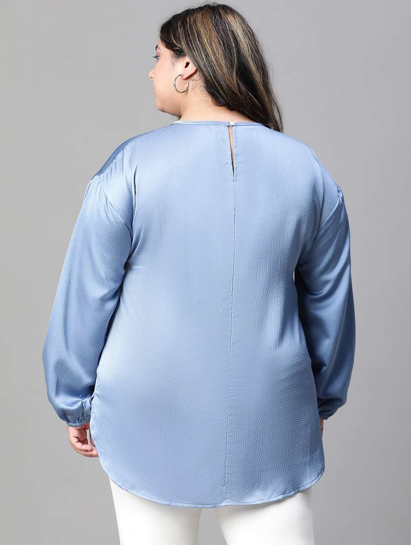 solid light blue plus size regular top - 20847827 -  Standard Image - 2