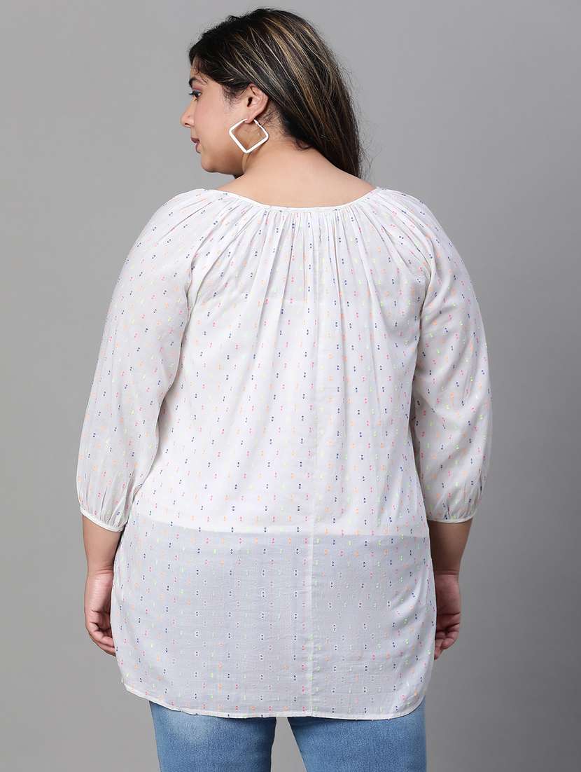 white printed plus size regular top - 20847829 -  Standard Image - 2