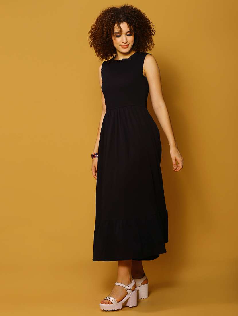 women black solid fit & flare dress - 20847864 -  Standard Image - 2