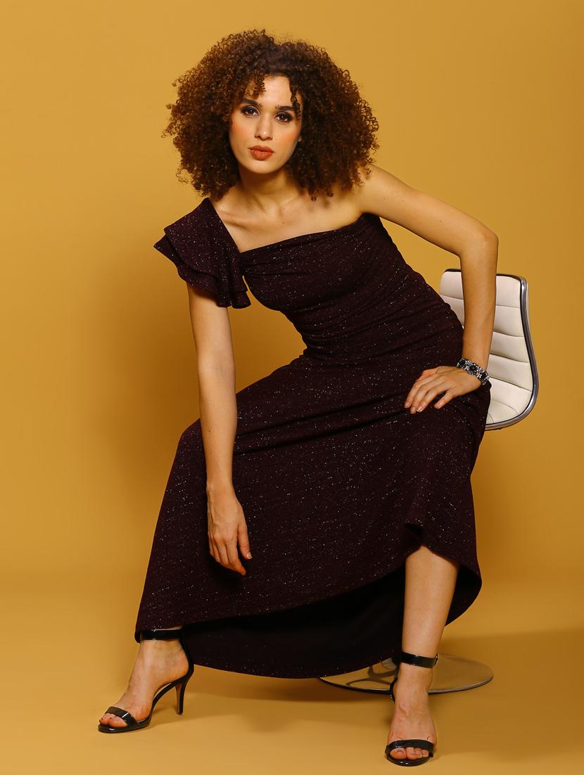 women burgundy solid a-line dress - 20847896 - Standard Image - 2