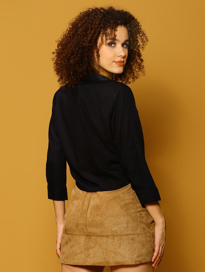 women black solid shirt top - 20847918 - Standard Image - 2