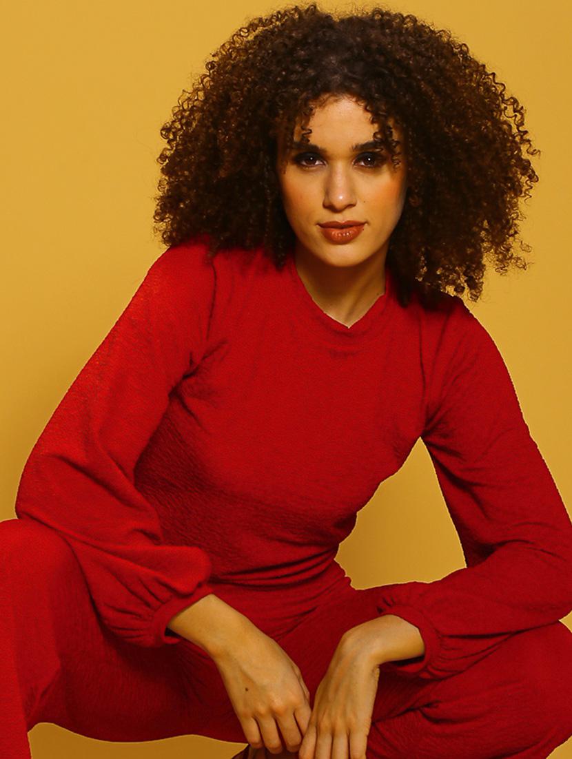red self design detailed short top - 20847930 - Standard Image - 2