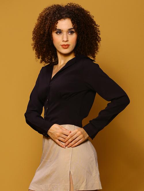 women black solid shirt top - 20847943 -  Standard Image - 0