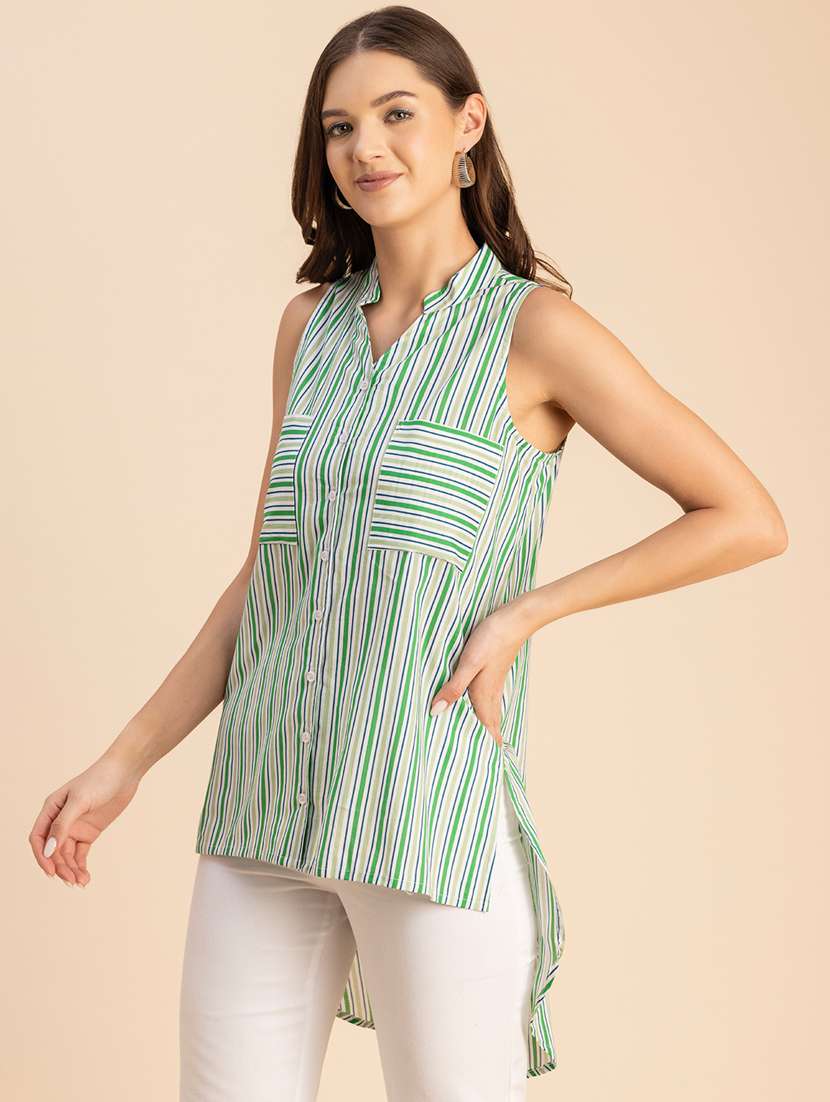green striped high low shirt - 20847960 -  Standard Image - 2