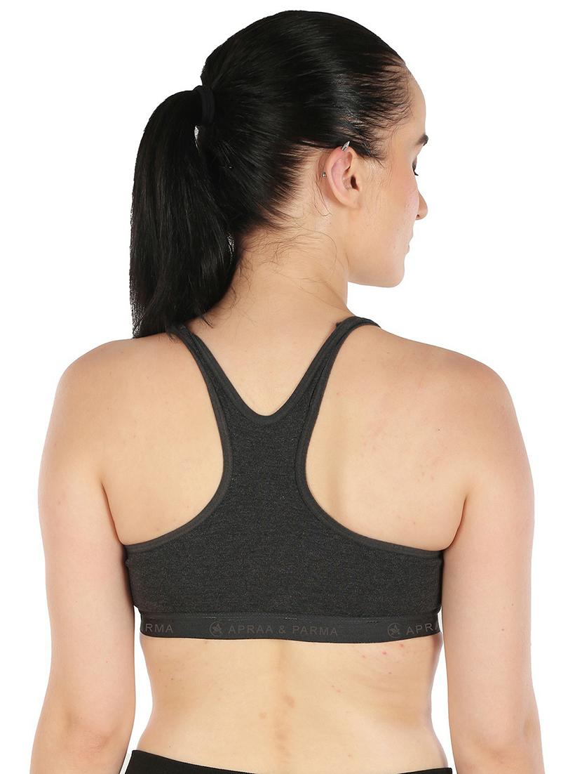 black cotton blend sports bra - 20848273 - Standard Image - 2