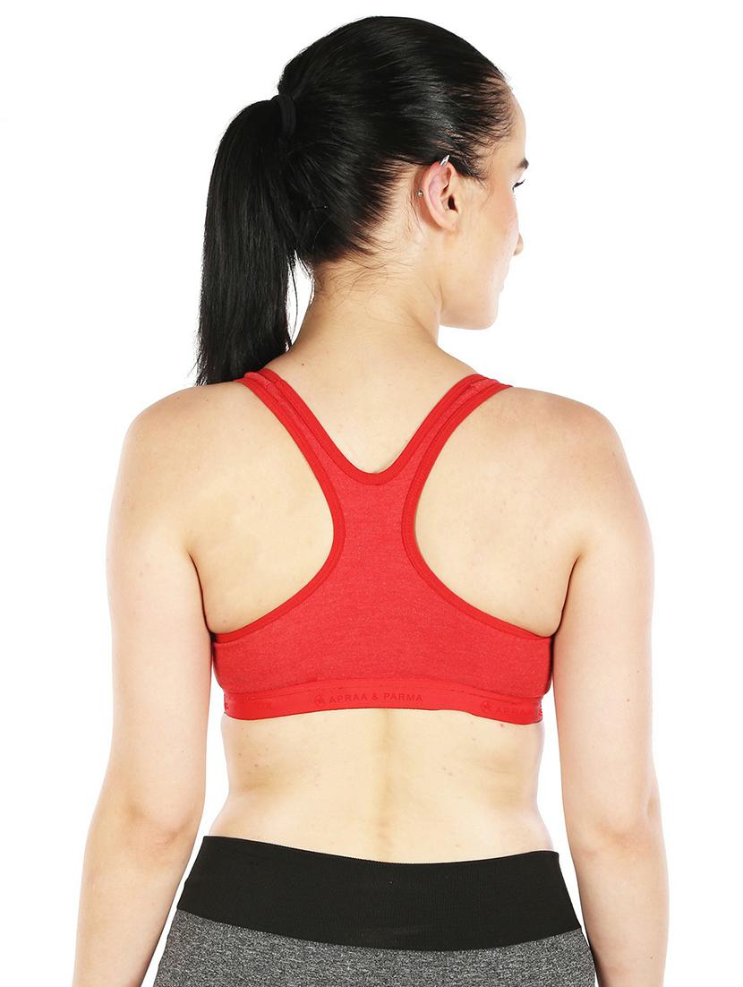 red cotton blend sports bra - 20848274 - Standard Image - 2