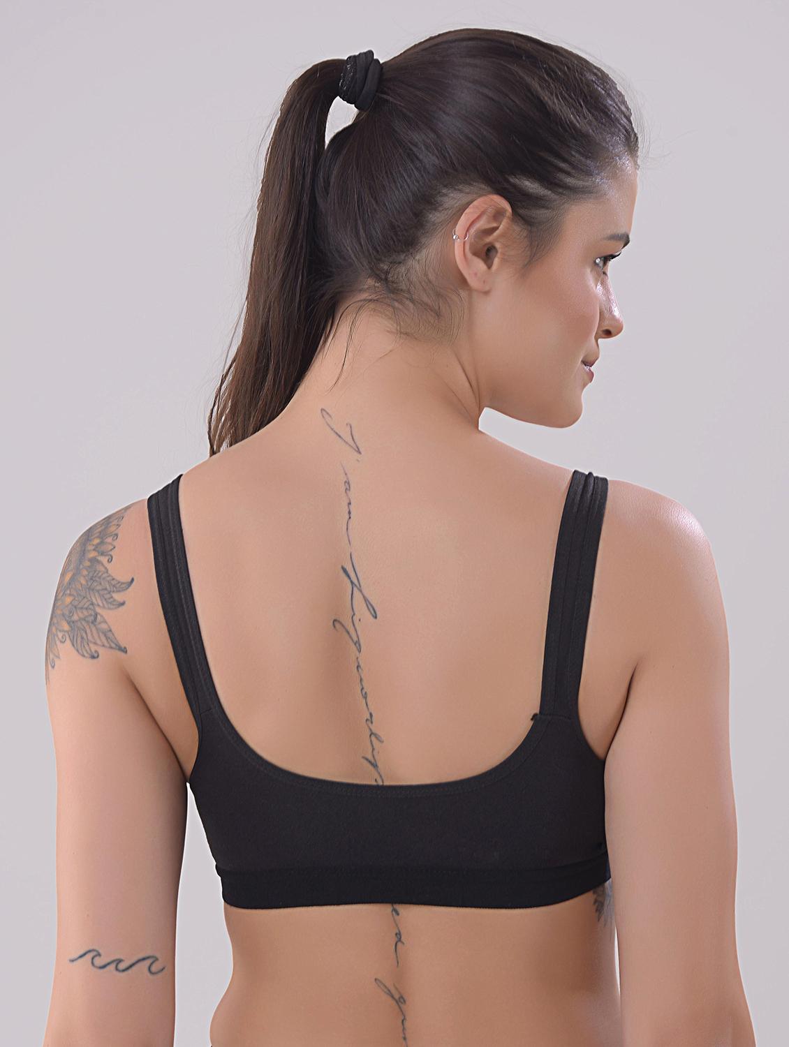 black cotton blend sports bra - 20848276 - Standard Image - 2