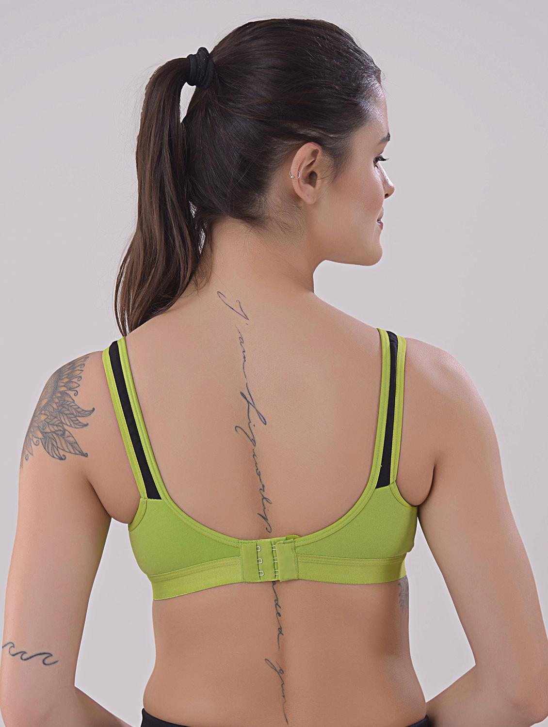 green cotton blend sports bra - 20848280 - Standard Image - 2